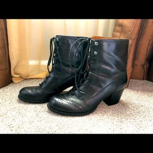Nine West Vintage American line Coast Guard style lace up booties in black.